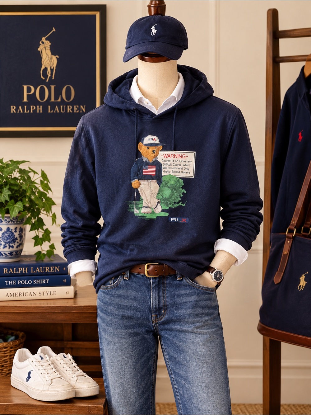 RLX Ralph Lauren
Hoodie Mens Blue Polo Bear Ryder CupBethpage 2025